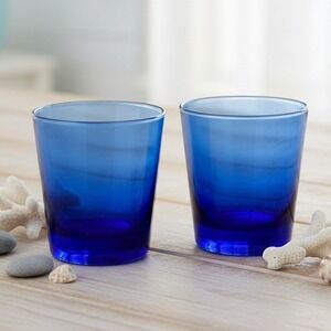 Anchor Hocking Cobalt Blue Juice‎ Glasses, Set of 2, Vintage Glass Drinkware